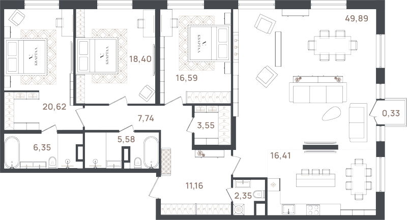 4 ккв (Евро) 159,4 м²