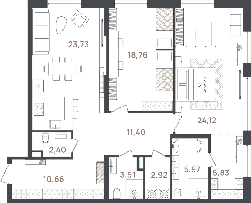 3 ккв (Евро) 109,7 м²