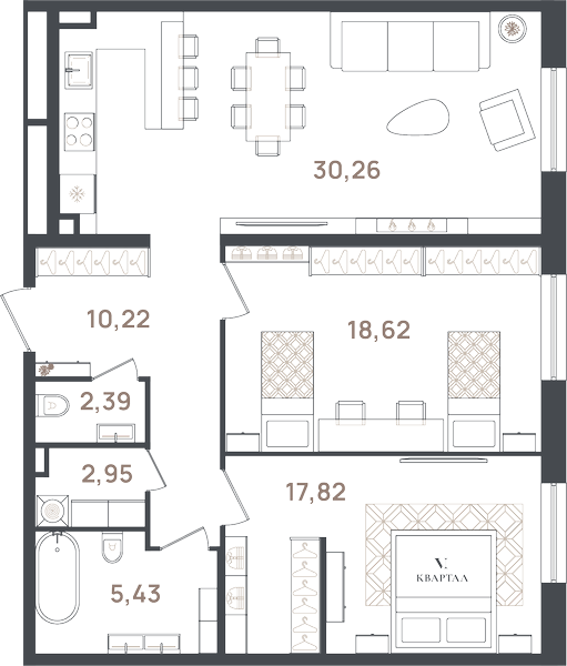 3 ккв (Евро) 87,7 м²