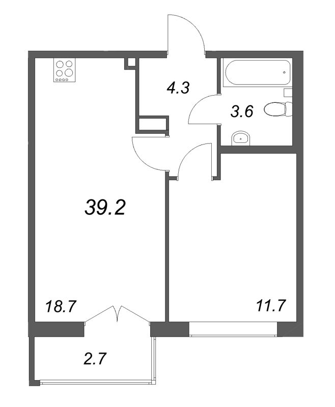 2 ккв (Евро) 39,2 м²
