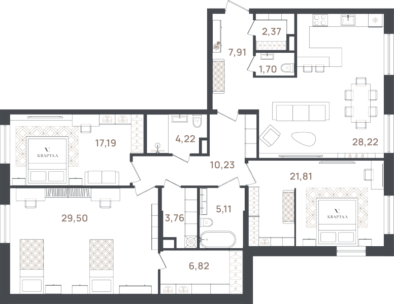 4 ккв (Евро) 138,8 м²