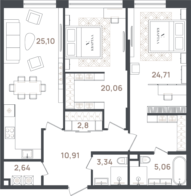 3 ккв (Евро) 94,5 м²