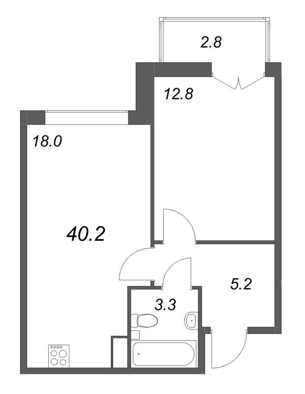 2 ккв (Евро) 40,2 м²