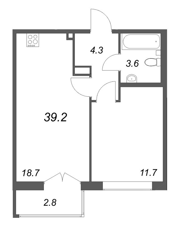 2 ккв (Евро) 39,2 м²