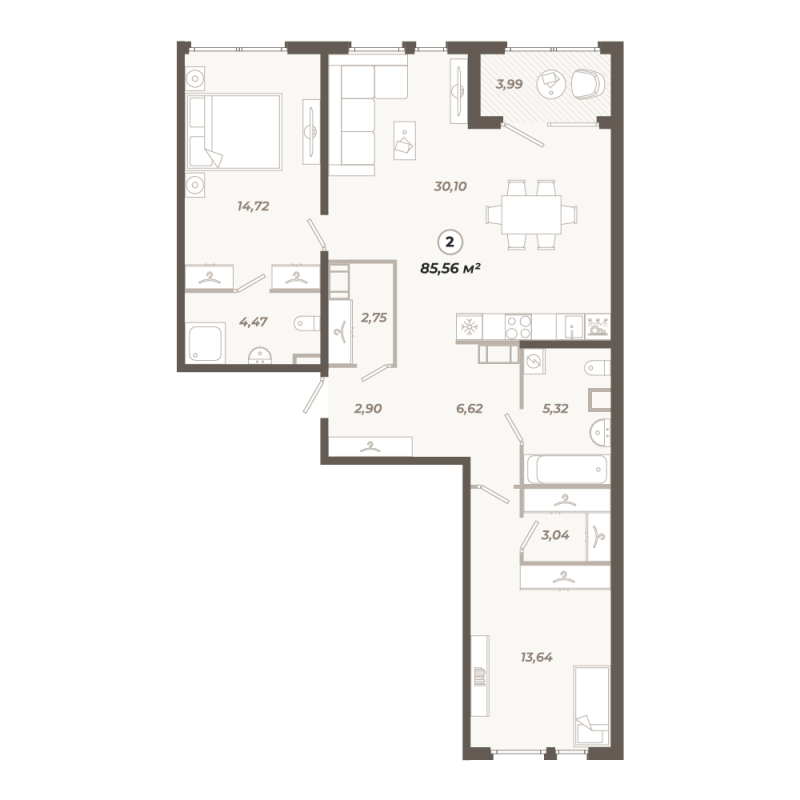 3 ккв (Евро) 85,6 м²