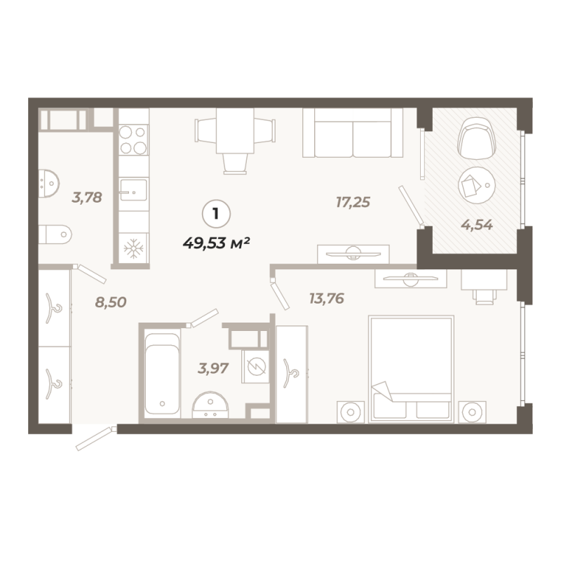 2 ккв (Евро) 49,5 м²