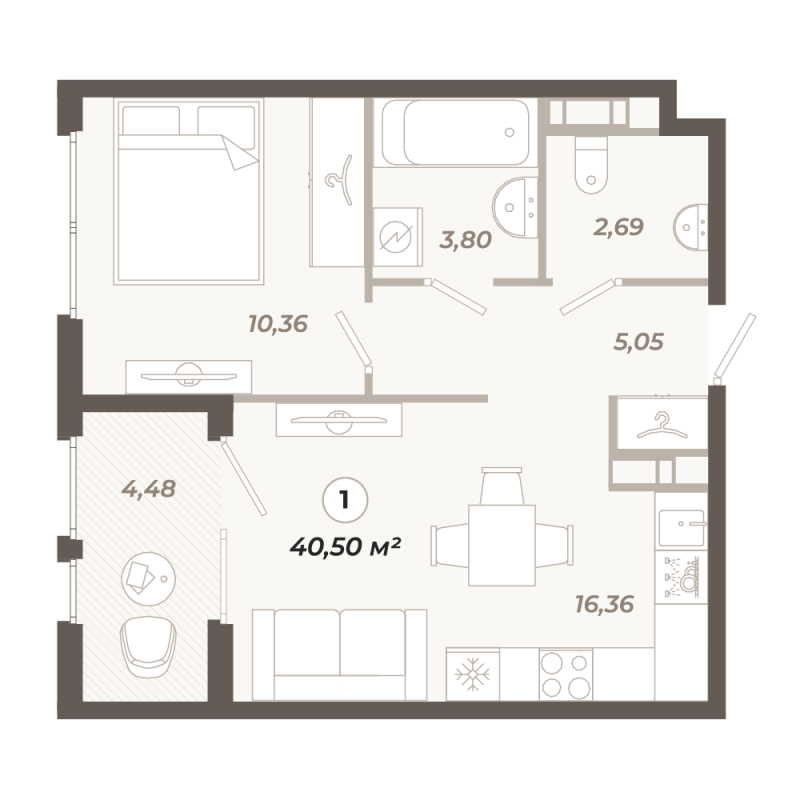 2 ккв (Евро) 40,5 м²