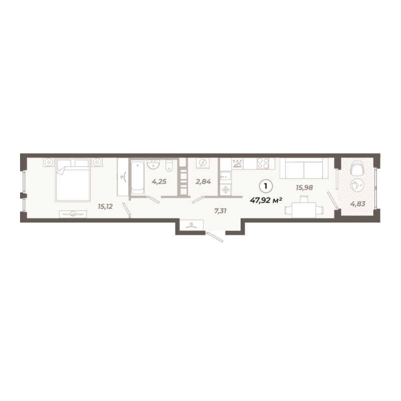2 ккв (Евро) 47,9 м²