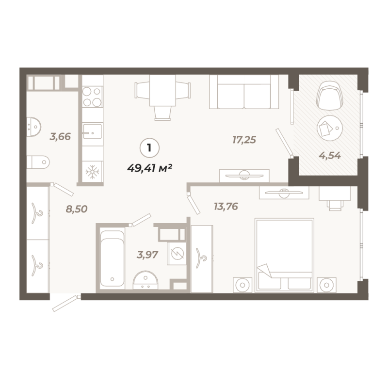 2 ккв (Евро) 49,4 м²