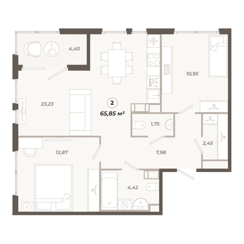 3 ккв (Евро) 65,9 м²