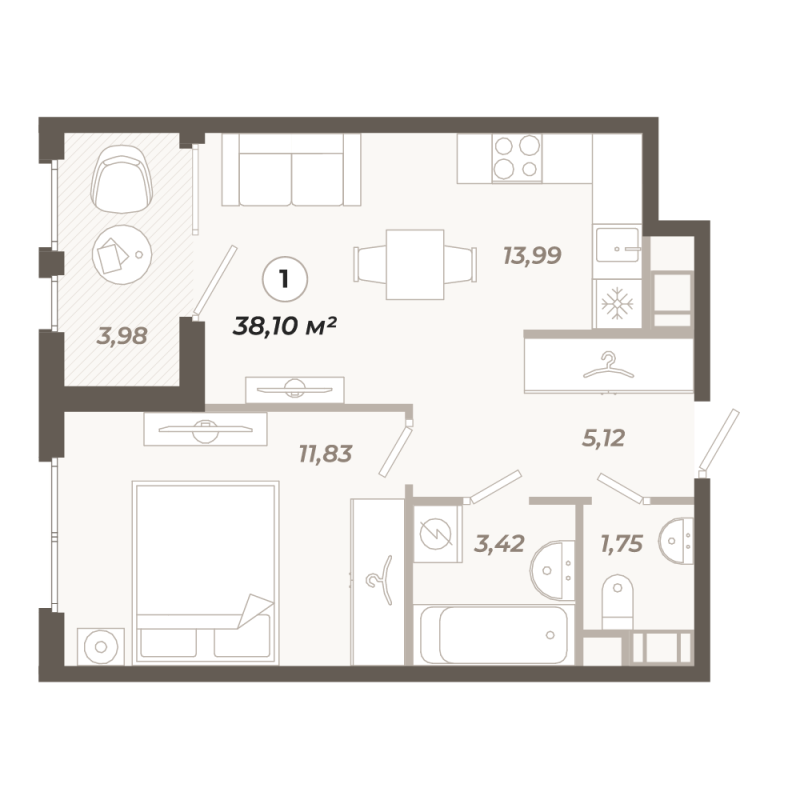 1 ккв 38,1 м²