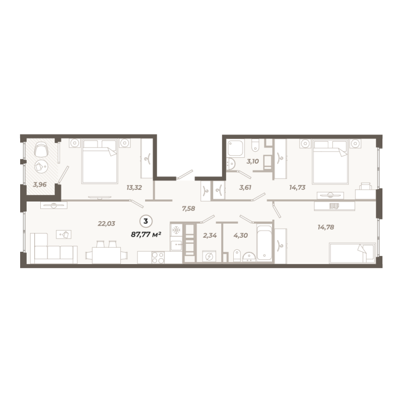 4 ккв (Евро) 87,8 м²