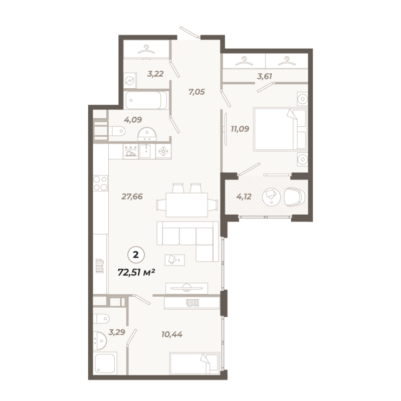 3 ккв (Евро) 72,5 м²