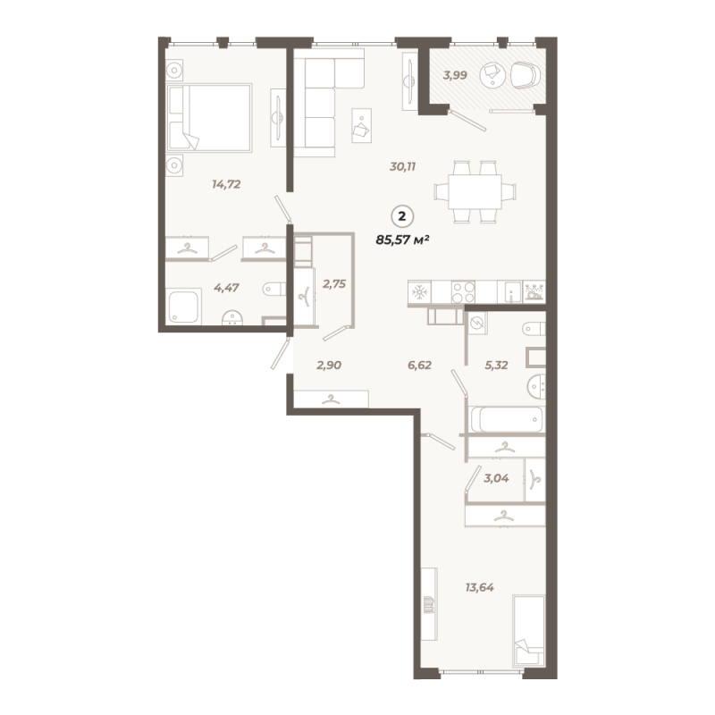 3 ккв (Евро) 85,6 м²