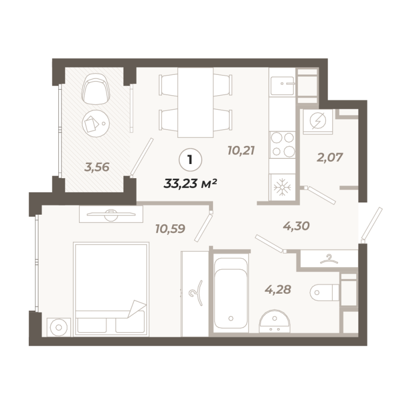 1 ккв 33,2 м²