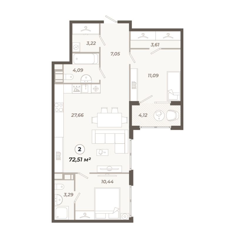 3 ккв (Евро) 72,5 м²