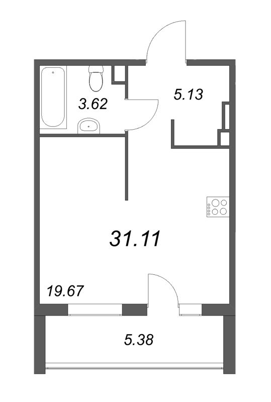Студия 31,1 м²