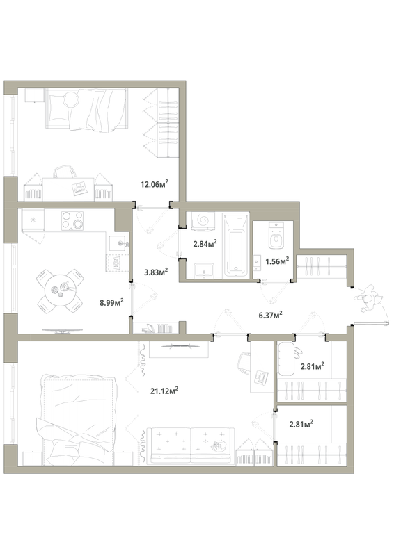 2 ккв 62,4 м²