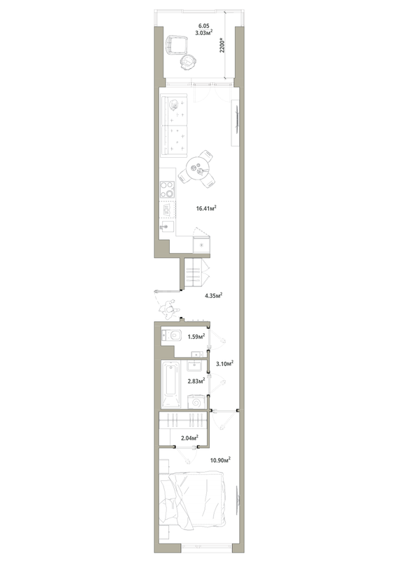 2 ккв (Евро) 44,3 м²