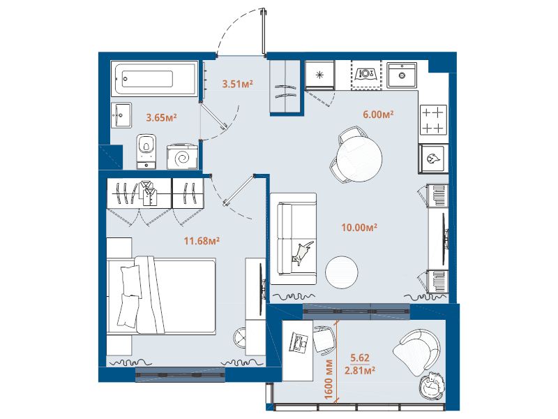 2 ккв (Евро) 37,7 м²