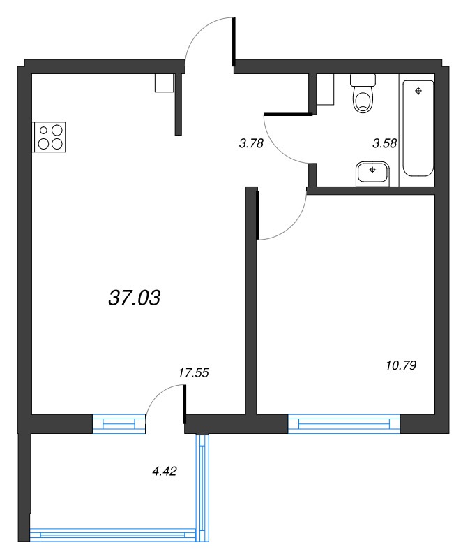 2 ккв (Евро) 37 м²