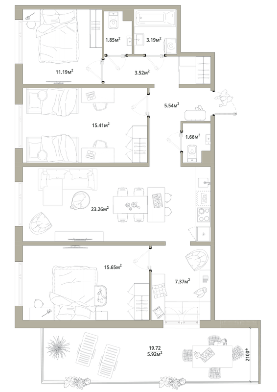 4 ккв (Евро) 94,6 м²