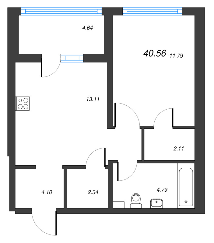 1 ккв 40,6 м²