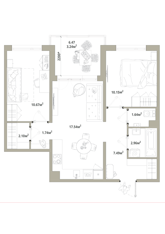3 ккв (Евро) 57,5 м²