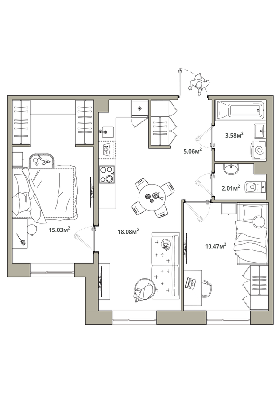 3 ккв (Евро) 54,2 м²