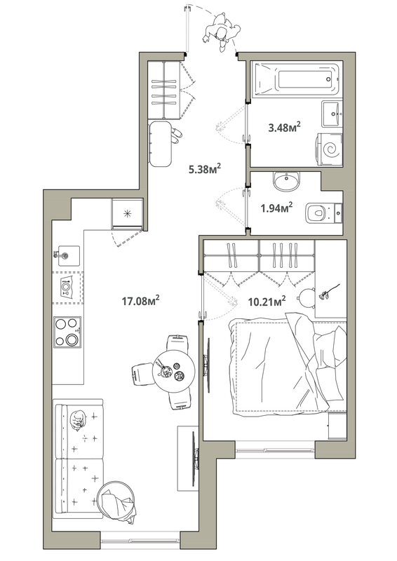 2 ккв (Евро) 38,1 м²