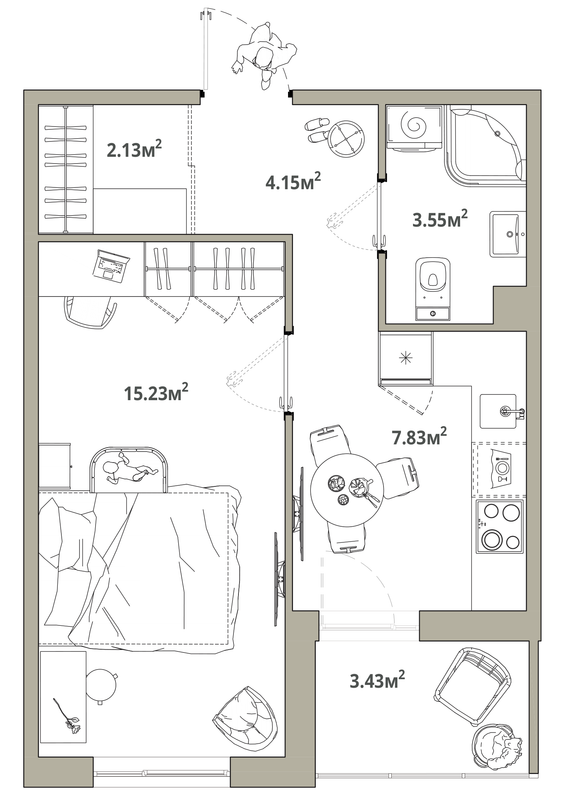 1 ккв 34,6 м²