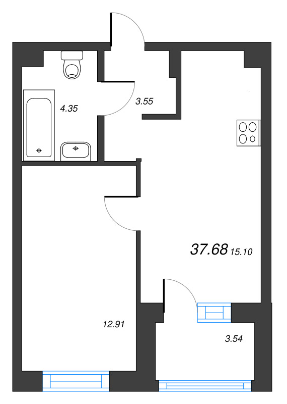 2 ккв (Евро) 37,7 м²