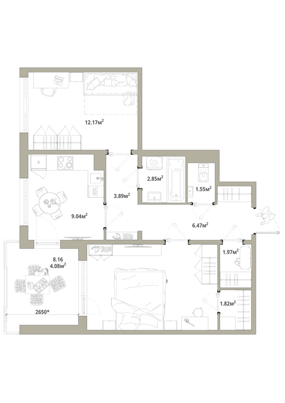 2 ккв 59,9 м²