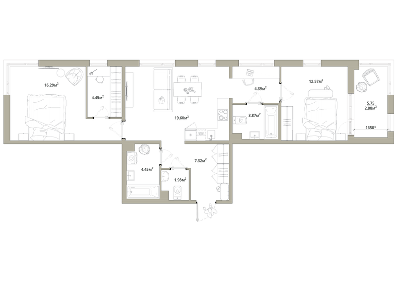3 ккв (Евро) 77,8 м²