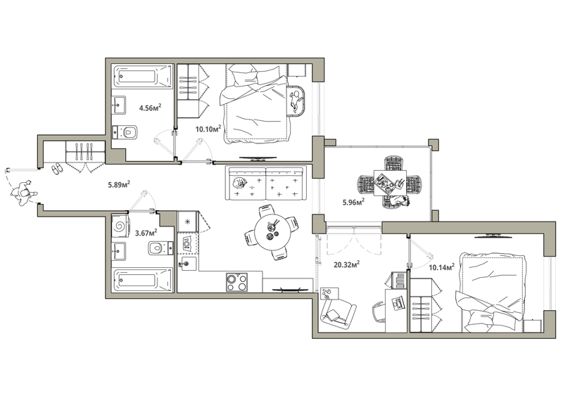 3 ккв (Евро) 57,7 м²