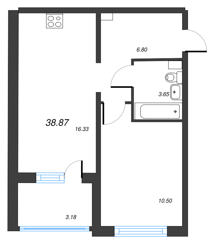 2 ккв (Евро) 38,9 м²
