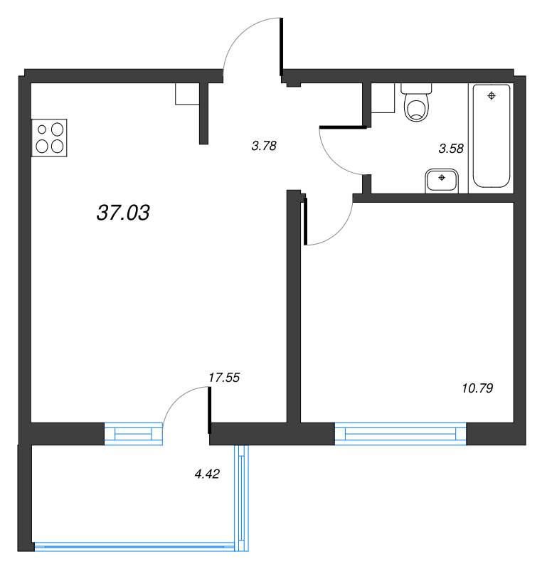 2 ккв (Евро) 37 м²