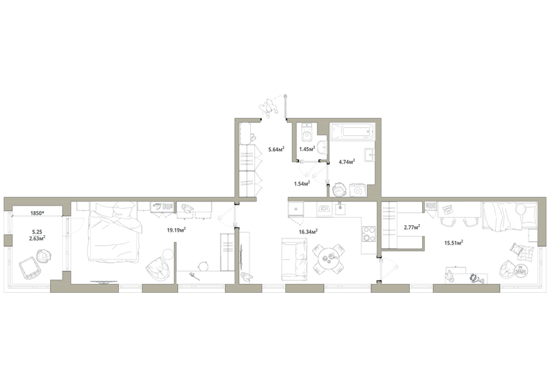 3 ккв (Евро) 69,8 м²