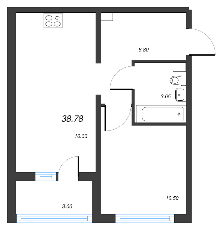 2 ккв (Евро) 38,8 м²