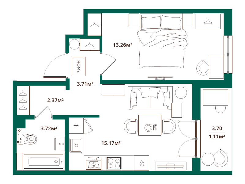 2 ккв (Евро) 39,3 м²