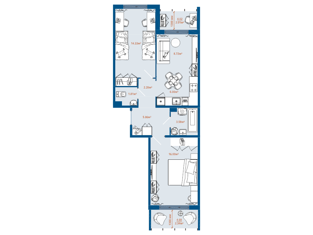 2 ккв 62,1 м²