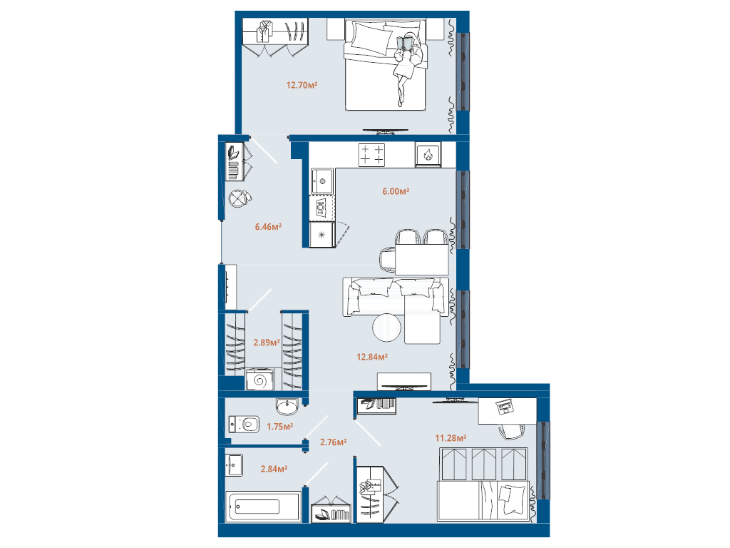 3 ккв (Евро) 59,5 м²