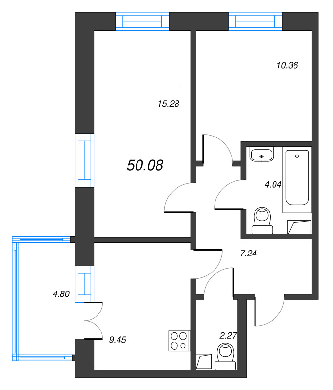 2 ккв 50,1 м²