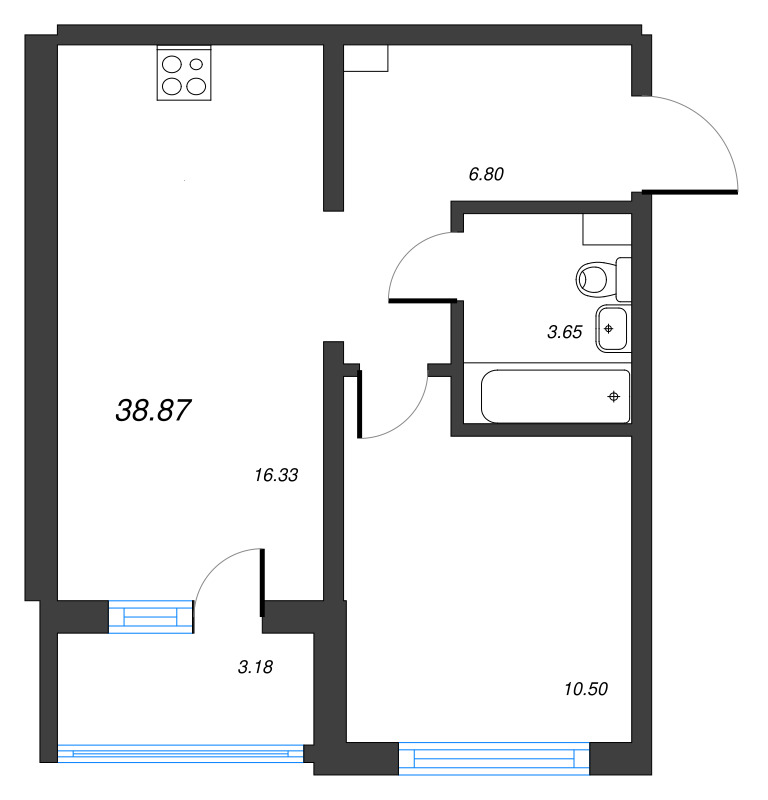 2 ккв (Евро) 38,9 м²