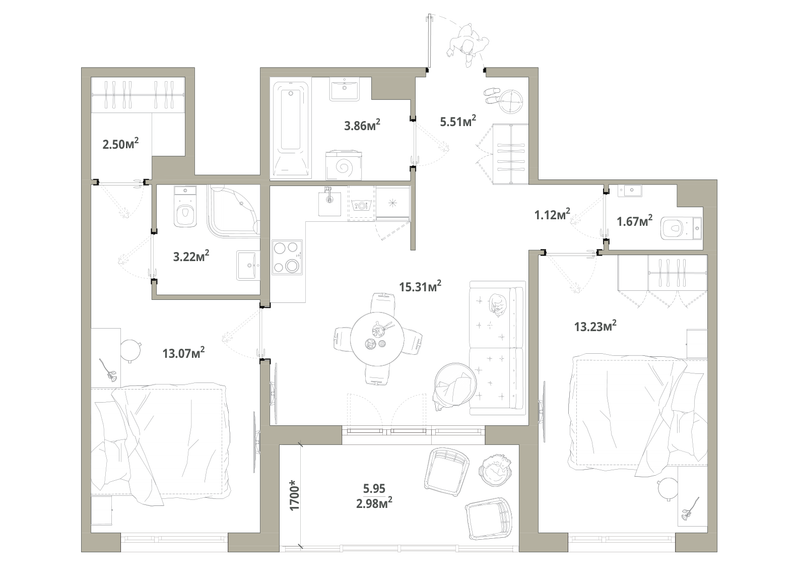 3 ккв (Евро) 62,5 м²