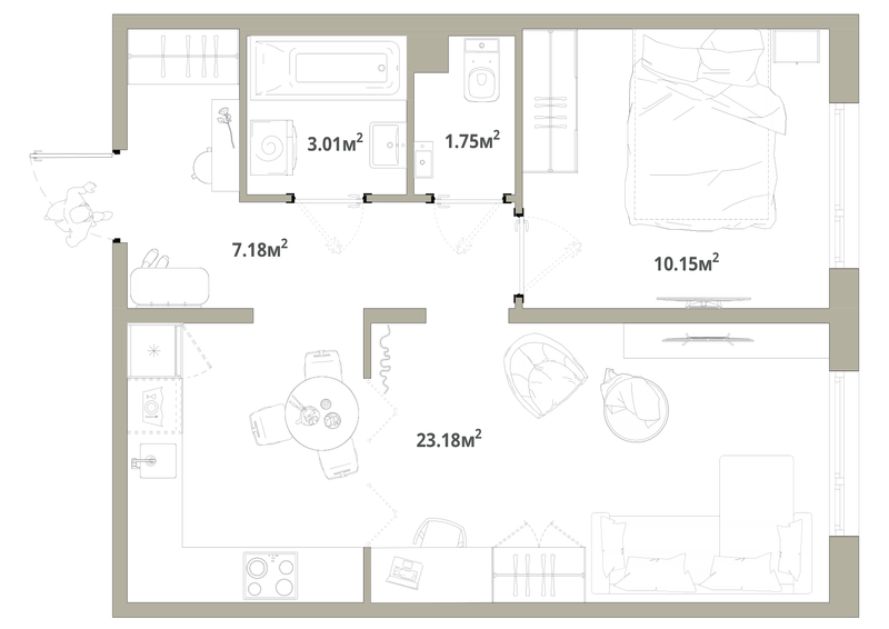 2 ккв (Евро) 45,3 м²