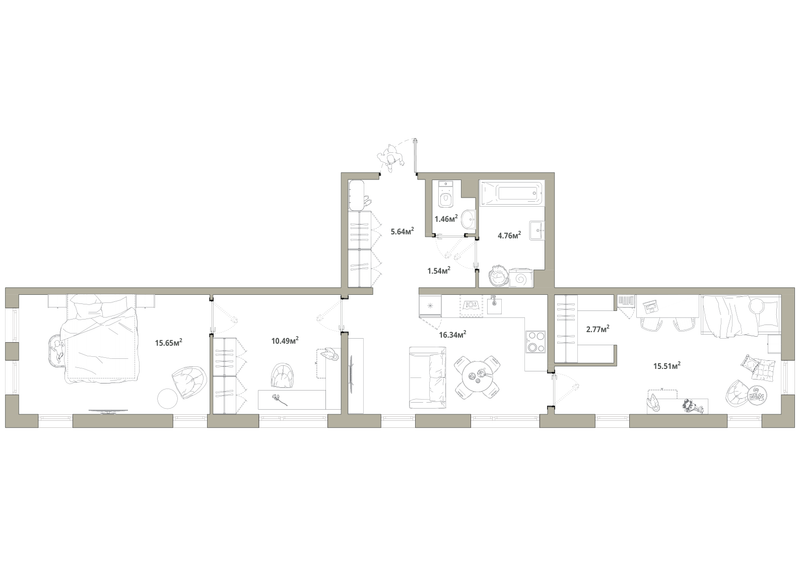 4 ккв (Евро) 74,2 м²