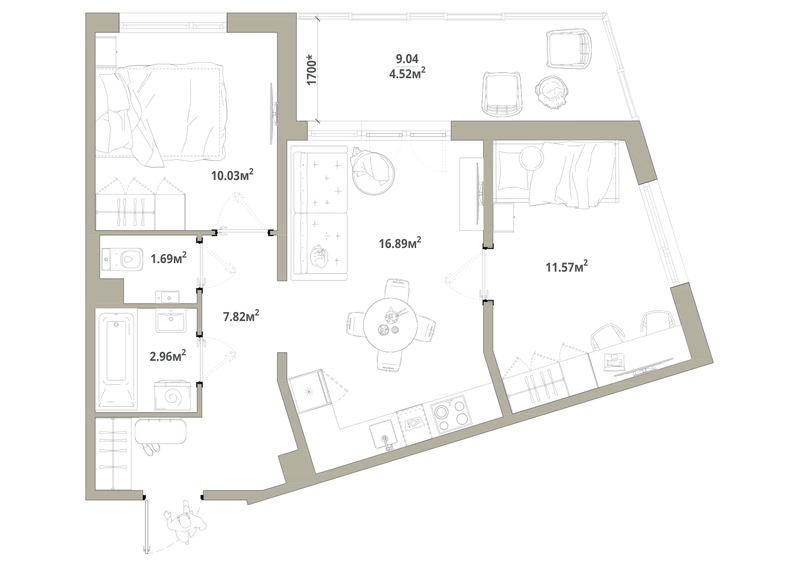 3 ккв (Евро) 55,5 м²