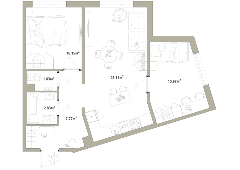3 ккв (Евро) 56,5 м²