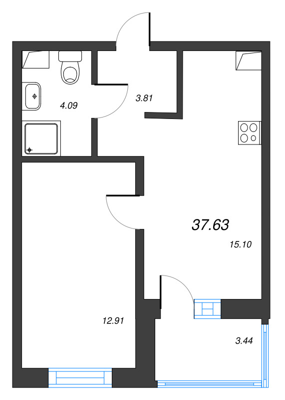 2 ккв (Евро) 37,6 м²